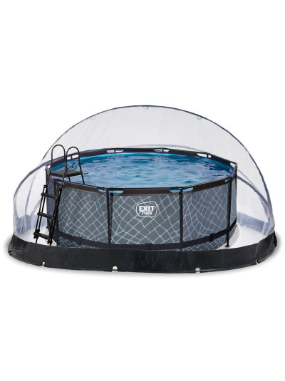 Басейн EXIT "Камінь" 360x122 см з накриттям і підігрівом води